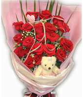 20 Roses with top class,A bear